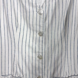 Abercrombie & Fitch Cream with Blue Striped Button Up Sleeveless Dress- Size XL