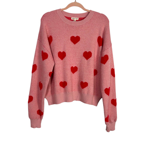 Main Strip Pink Heart Sweater NWT- Size L