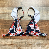 No Brand Black Floral Ruffle Padded Bikini Top- Size M