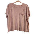 Aerie Pink Slightly Sheer Exposed Seams Pocket Tee- Size L (see notes)
