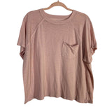 Aerie Pink Slightly Sheer Exposed Seams Pocket Tee- Size L (see notes)