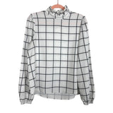 No Brand White/Black Mock Neck Blouse - Size M (See Notes)