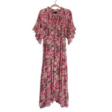 GiGio Pink Cream Grey Floral Front Tie Dress- Size M