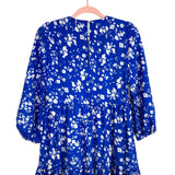 Sunday Up Blue Floral Smocked Bodice Dress- Size M