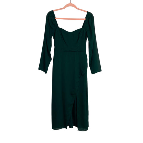 Abercrombie & Fitch Green Smocked Back Front Slit Dress NWT- Size Small Petite