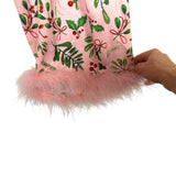 Icy City Co Bianca Satin Feather Trim Pajama Set NWT - Size XL (Sold Out Online)