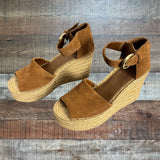 Marc Fisher Alida Brown Suede Leather Espadrille Wedge Sandals- Size 9.5