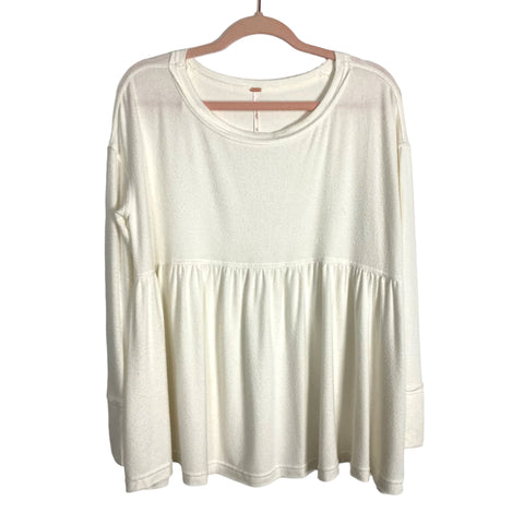 Free People White Peplum Lightweight Sweater- Size XS