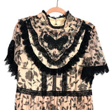 Kate Spade New York Madison Ave Pink/Black Floral Lace Dress - Size 14 (See Notes)