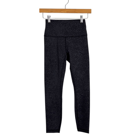 Lululemon Charcoal Grey Patterned Leggings - Size 4 (Inseam 23")