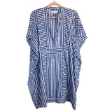 India Collection by Emerson Fry Blue and White Striped Cover Up Dress- Size OS
