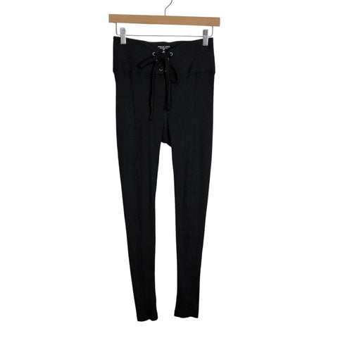 Years Of Ours Black Ribbed Tie Front Leggings - Size M (Inseam 25")