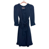 Marc By Marc Jacobs Black Silk Ruffle Belted Dress- Size 2