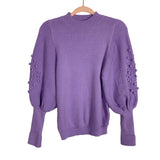 Vine & Love Purple Pom Pom Puff Sleeve Sweater- Size ~XS (no size tag, fits like XS/sold out online)