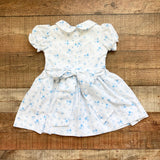 Cecil and Lou White with Blue Floral Print and Back Bow Smocked Collared Dress- Size 2T