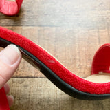 Shoe Land Red Suede Ankle Buckle Heeled Shoes- Size 7 (see notes)