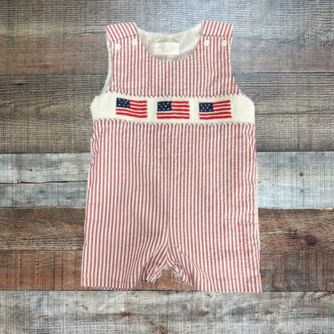 Eliza James Kids Smocked American Flag Jon Jon NWT- Size 18M