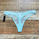 Lounge Light Blue/White/Pink Fleur Balcony Thong NWT- Size L