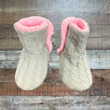 No Brand Grey and Pink Cable Knit Slipper Boots- Size 35-38