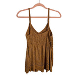 Urban Romantics Mocha Eyelet Tank Top - Size L