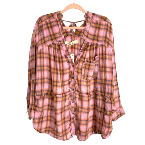 We the Free Plaid Back Tie Top NWT- Size S