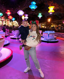 Le Lis Cream Holly Jolly Glitter Tinsel Sweater - Size L