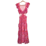 Likely Pink Floral Smocked Cutout Dress- Size 6