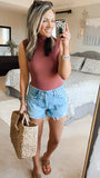 Pumiey Rust Mock Neck Sleeveless Bodysuit- Size S