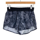 Lululemon Black/Gray Leaf Print Running Shorts- Size 6