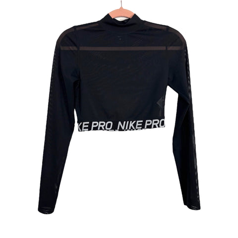 Nike Pro Black Mesh Long Sleeve Top - Size S