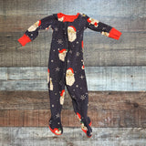 The Beaufort Bonnet Company Navy Santa Zip Up Footie Outfit- Size 0-3M