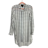 Lumiere White and Black Check Sheer Side Hi/Low Tunic Blouse- Size S (see notes)