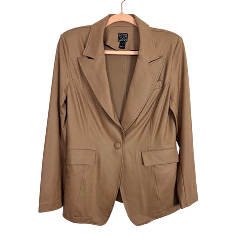 Clara Sun Woo Taupe Liquid Leather™ Signature Pocket Blazer - Size S