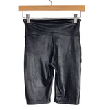 Spanx Black Faux Leather Biker Shorts- Size S