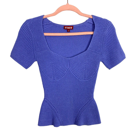 Staud Periwinkle Buxton Scoop Neck Short Sleeve Sweater- Size XS (sold out online)