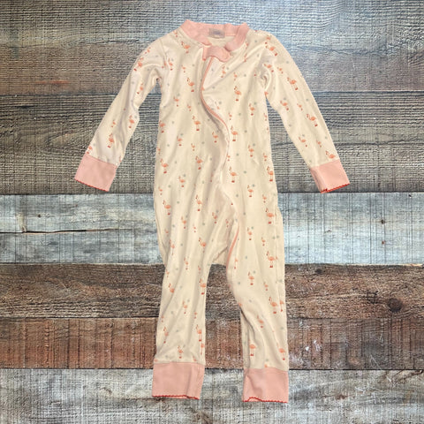 Pippa Holiday Flamingos Zip Up Pajamas- Size 3T