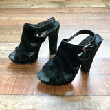 Steve Madden Black Ricki Suede Platform High Heel Sandals- Size 7 (see notes)
