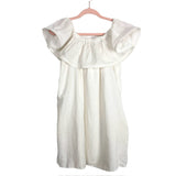 Line + Dot Ivory 100% Linen Off the Shoulder Ruffle Dress- Size L (see notes)
