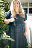 Maxwell and Geraldine Green/Navy Plaid with Smocked Bodice Tiered Dress- Size XL