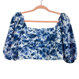 Abercrombie & Fitch Blue Floral Puff Sleeve Top- Size M