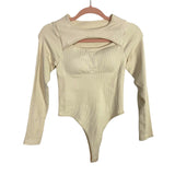 No Brand (Omkagi) Cream Ribbed with Cut Out Padded Bodysuit- Size S