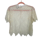 Forever 21 Contemporary Cream and White Crochet Lace Top- Size S