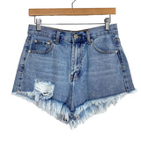 Superdown Light Wash Distressed Raw Hem Jean Shorts- Size 28 (see notes)