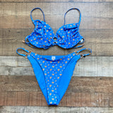 Lounge Swim Blue Floral Back Tie Bikini Top NWT- Size L (we have matching bottoms)