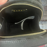 Zara Black Embroidered Hard Case Handbag (see notes)