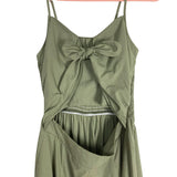 No Brand Sage with Front Cut Out and Tie and Smocked Back Jumpsuit- Size S