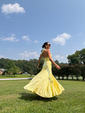 Alexis Saab Yellow Satin Halter Dress- Size S (see notes)