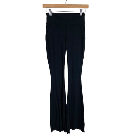 Outdoor Voices Black Ribbed with Pockets Flare Leggings- Size XS
