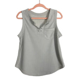 No Brand (Jane Fashion) Gray Notched Neck Thermal Knit Tank- Size S