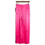 Lauren Moshi Neon Pink Satin with Crystal Cherries Pants NWT- Size L (Inseam 28.5”, we have matching top)